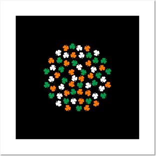 Small Cluster of Green White Orange Shamrock Posters and Art